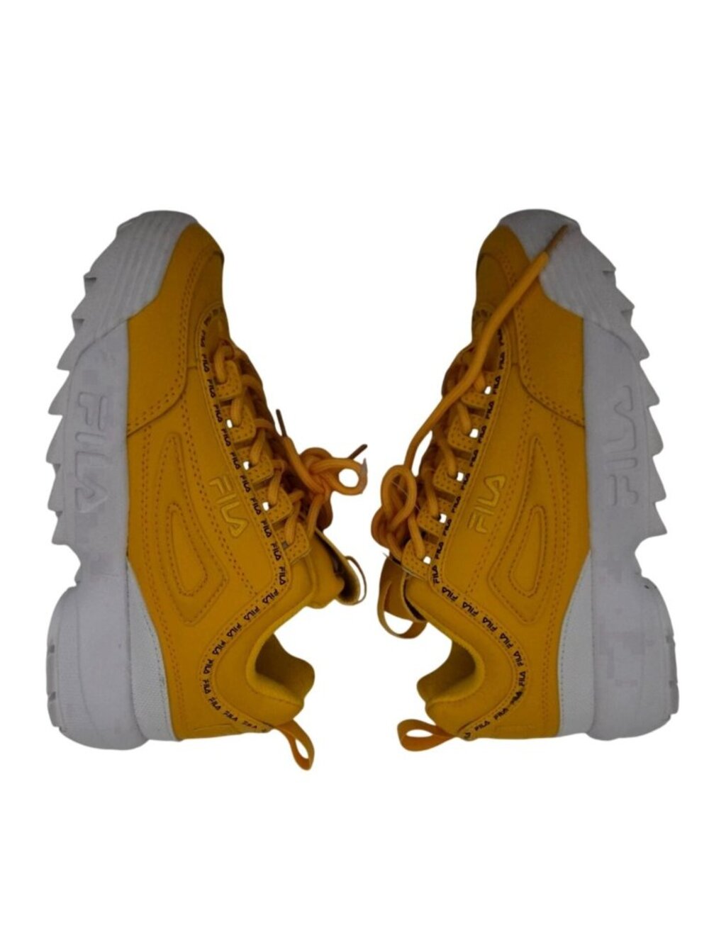 FILA Girls Disruptor II Premium Repeat Yellow Sneakers W/ White Sole Size US 4½ - Picture 4 of 11